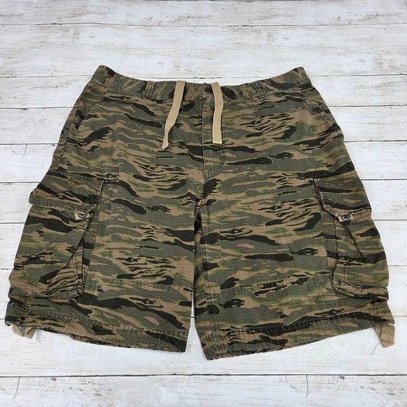 GAP Other - Vtg 2003 GAP Cargo Shorts Men 38 Green Tiger Stripe Camo Ripstop Utility Relaxed